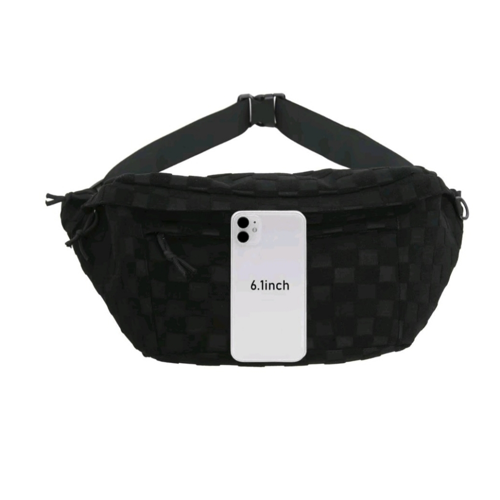 Black Checkered Waist Bag